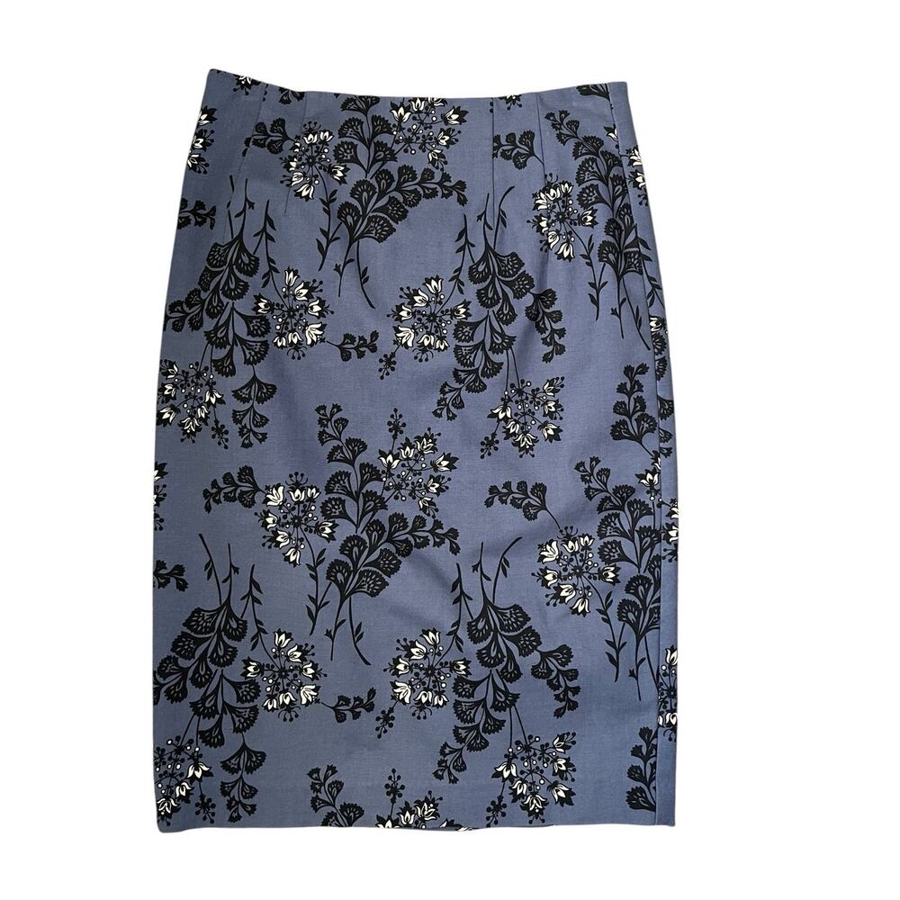 Boden Richmond Pencil Skirt Blue Floral Lined Career Office Professional Size 4P